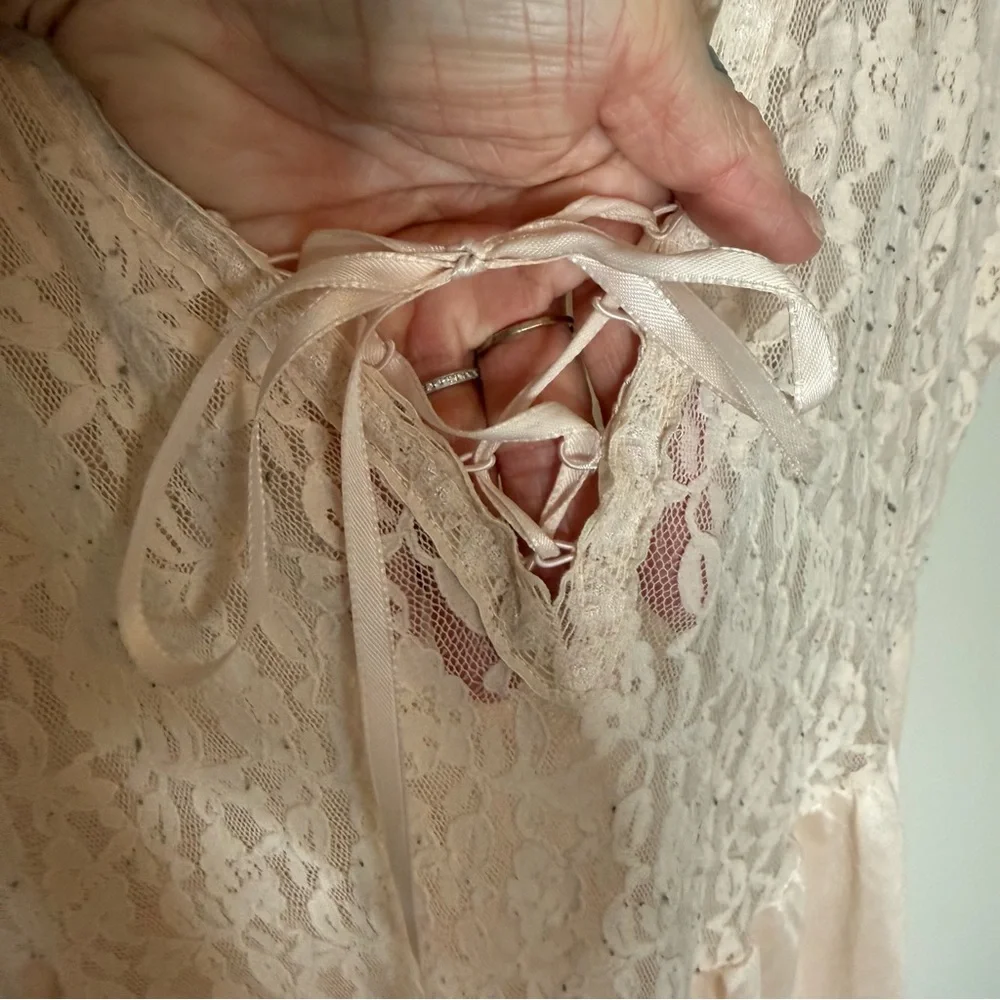 UNDERCOVER WEAR Vintage Pale Pink Boudoir Romper Jumpsuit Pants Slip Size Medium - Picture 6 of 12